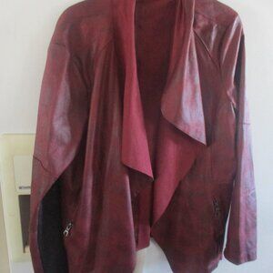 Kate & Mallory Burgundy Faux Leather Jacket 1x poly